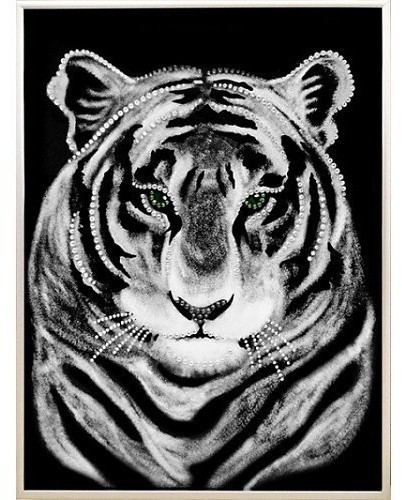 Картина Белый тигр с кристаллами Swarovski (2396)
