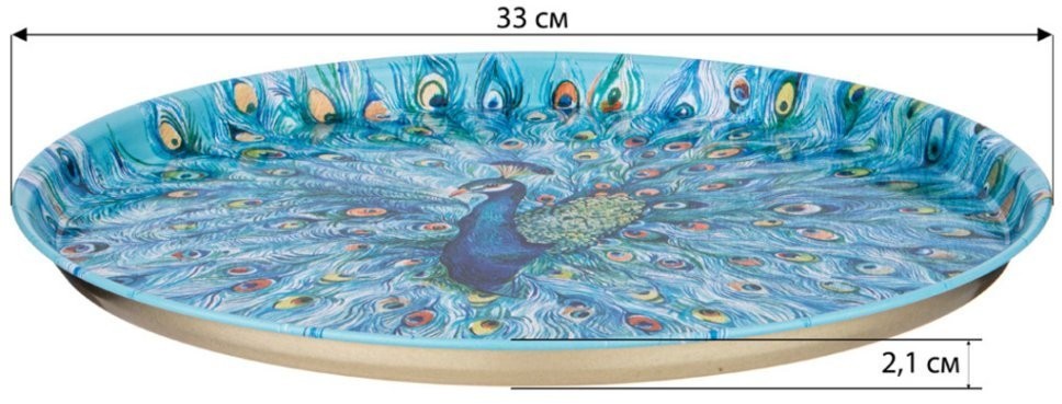 Поднос сервировочный agness  "павлин" 33х2,1 см (898-210)