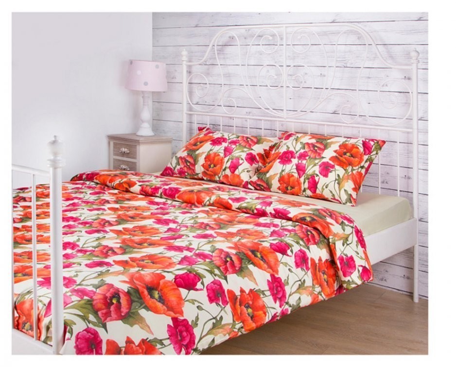 Кпб 2-х спальный "маки" под 175х215 -1шт., пр (цвет св.желтый) 220х250  -1шт., нав70х70-2шт SANTALINO (984-724)