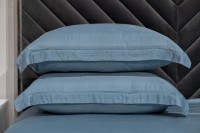 Комплект постельного белья Муар, бамбук, сине-зеленый, Полуторный (145*210) (TT-00014571)