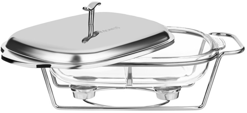 Мармит agness  прямоуг 2 отсека silver 2,45l (781-510)