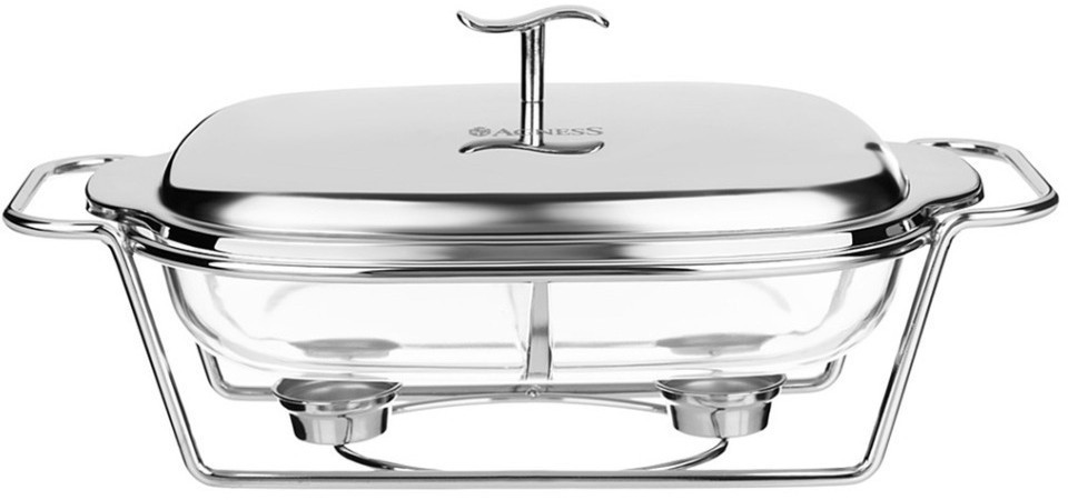 Мармит agness  прямоуг 2 отсека silver 2,45l (781-510)