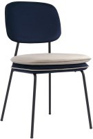 Стул с контрастным кантом pea, велюр, темно-синий/бежевый (77102)