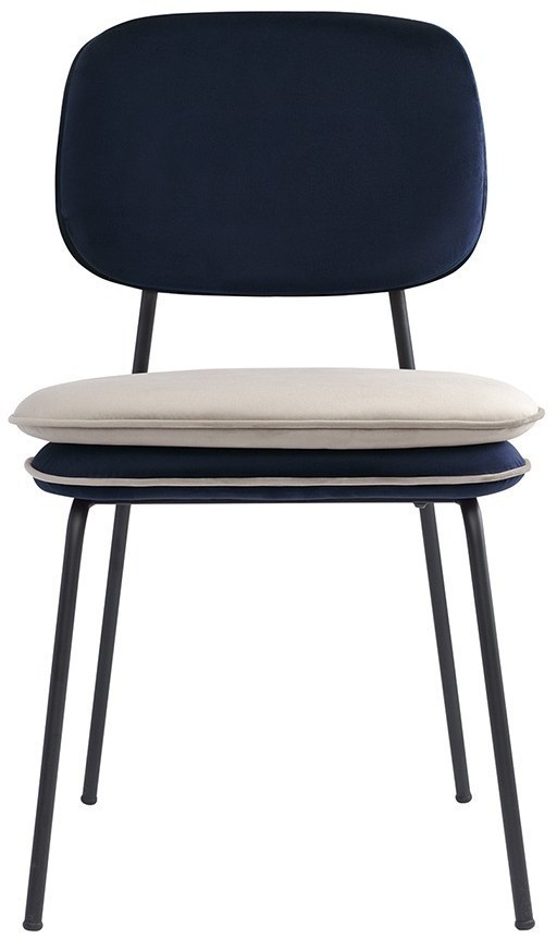 Стул с контрастным кантом pea, велюр, темно-синий/бежевый (77102)