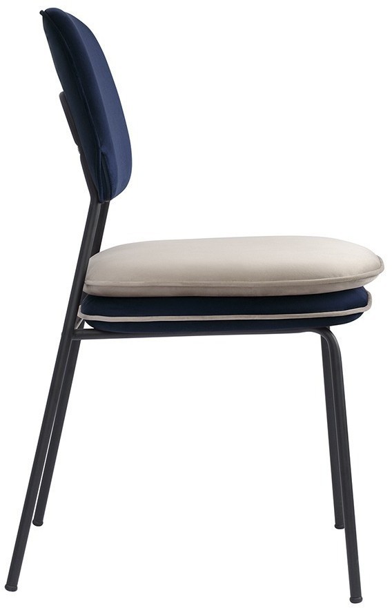 Стул с контрастным кантом pea, велюр, темно-синий/бежевый (77102)