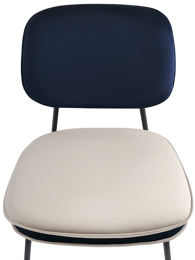 Стул с контрастным кантом pea, велюр, темно-синий/бежевый (77102)