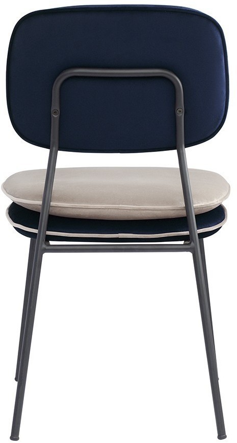 Стул с контрастным кантом pea, велюр, темно-синий/бежевый (77102)