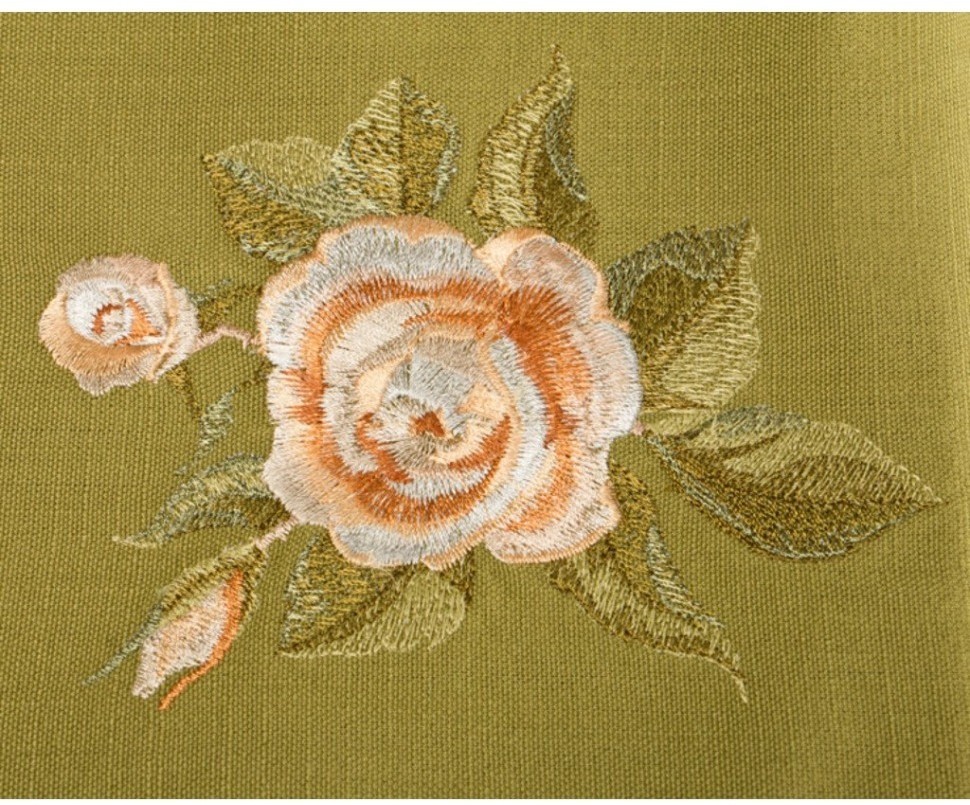 Дорожка на стол"корейская роза" 40*80см, 100% хлопок, охра/зеленая Текстильный Мир (850-812-3)