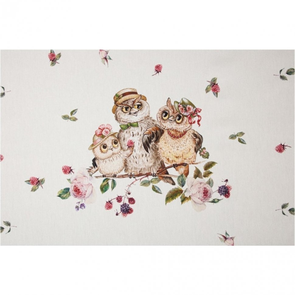 Скатерть "винтаж. совушки" 140х180 ,кремовый, 100% хлопок,твил SANTALINO (850-727-25)