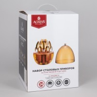 Набор столовых приборов на вращающейся подставке, 24пр, пвд покрытие Agness (922-021)