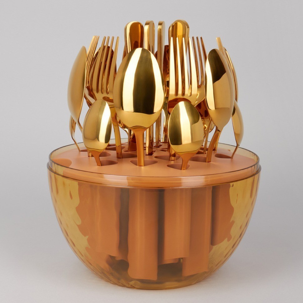 Набор столовых приборов на вращающейся подставке, 24пр, пвд покрытие Agness (922-021)