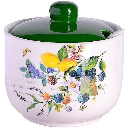 Сахарница с крышкой 520мл с ложкой 3пр Лесные ягоды с лимонами LORAINE (60149)