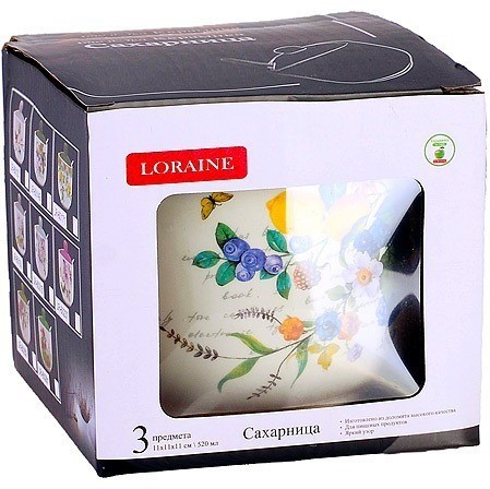Сахарница с крышкой 520мл с ложкой 3пр Лесные ягоды с лимонами LORAINE (60149)