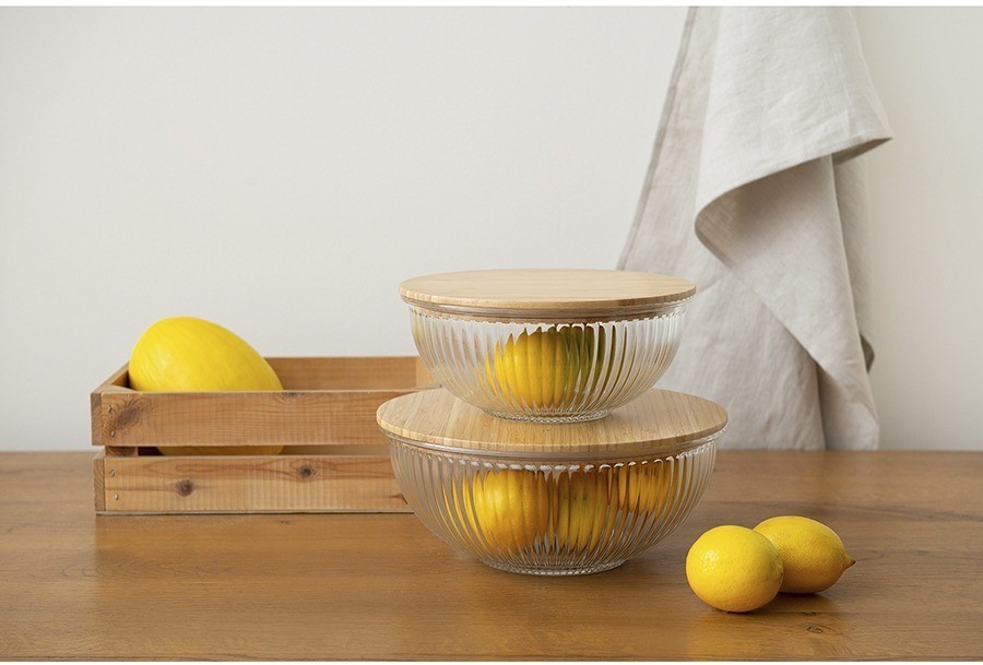 Чаша стеклянная с бамбуковой крышкой harmy, 3,5 л (75867)