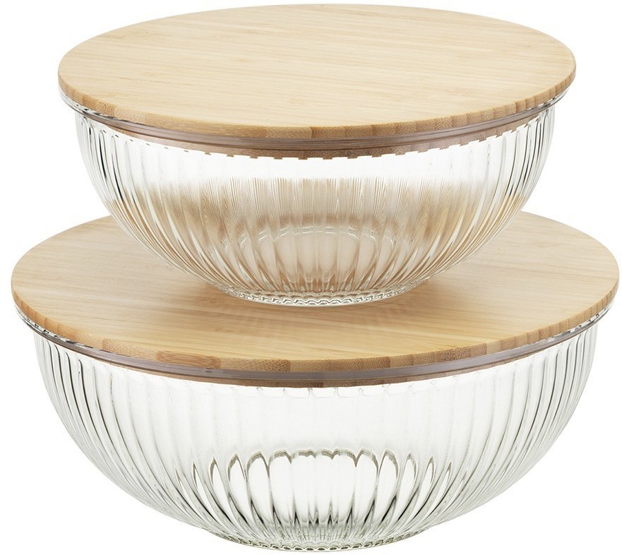 Чаша стеклянная с бамбуковой крышкой harmy, 3,5 л (75867)