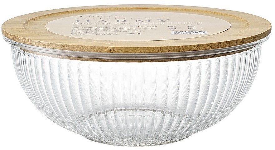 Чаша стеклянная с бамбуковой крышкой harmy, 3,5 л (75867)