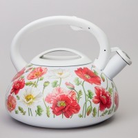 Чайник agness &quot;белые маки&quot; со свистком 3 л (916-437)
