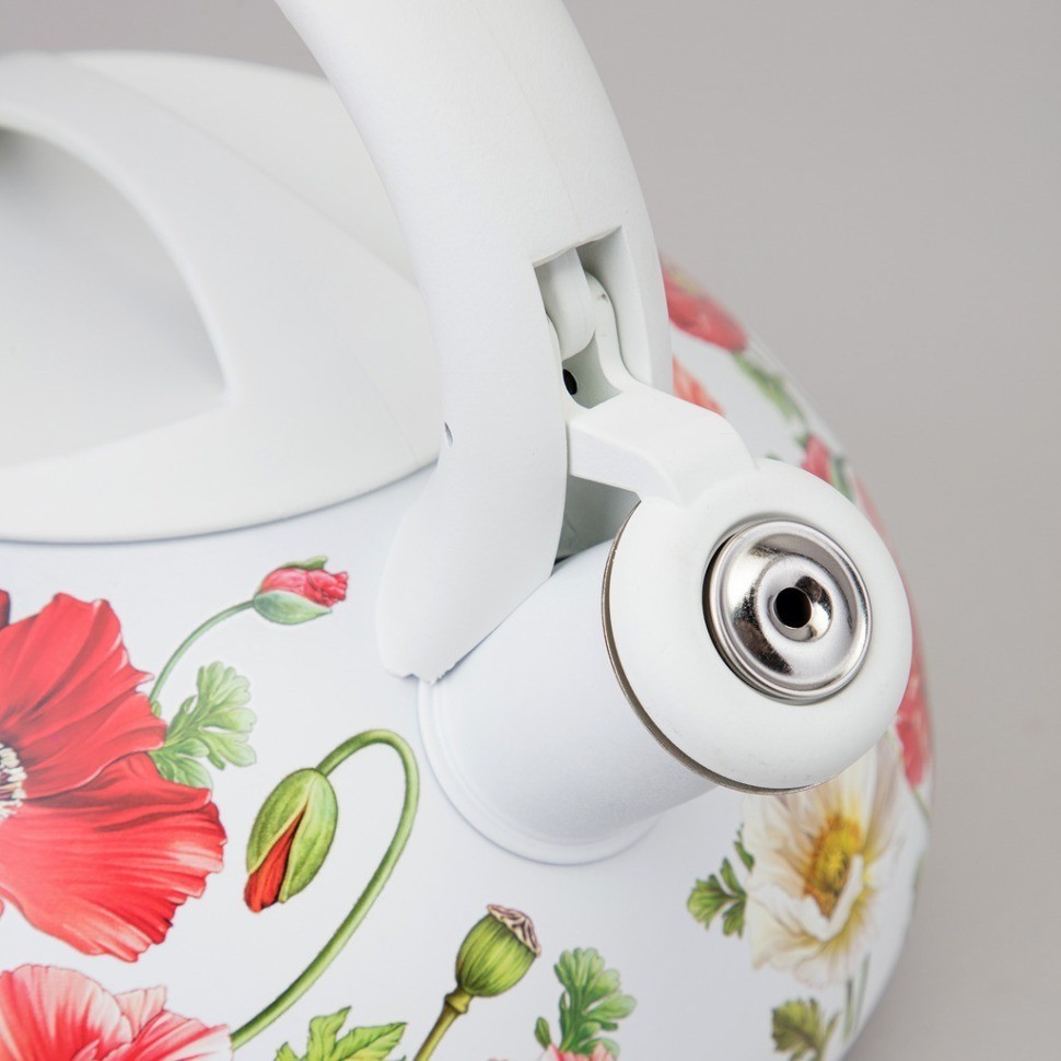 Чайник agness "белые маки" со свистком 3 л (916-437)