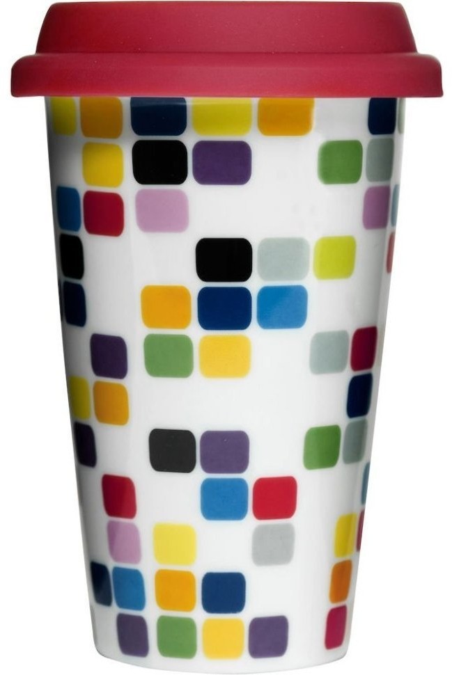 SagaForm Стакан с силиконовой крышкой "Pixel" Café 5015918