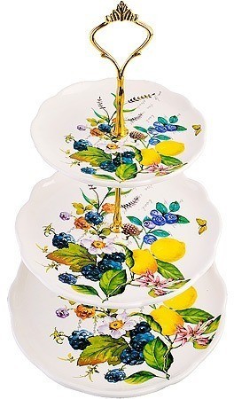 Конфетница 3-х ярусная Лесные ягоды с лимонами LORAINE (60155)