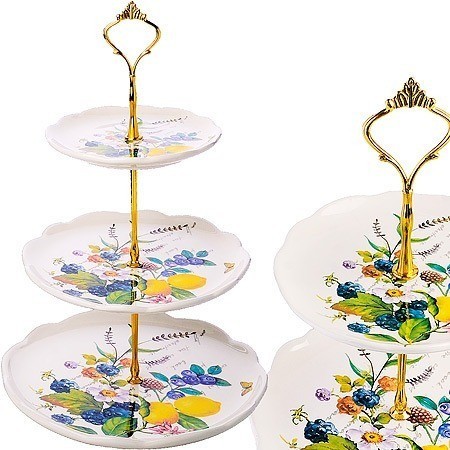 Конфетница 3-х ярусная Лесные ягоды с лимонами LORAINE (60155)