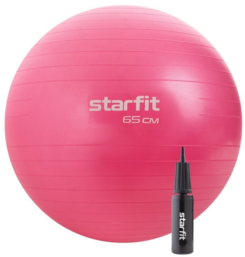 Фитбол GB-109 антивзрыв, 1000 гр, с ручным насосом, розовый, 65 см (2107386)