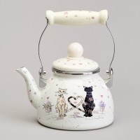 Чайник agness эмалированный со съемным фильтром из нжс серия &quot;lavender cats&quot;, 1,1 л (943-071)