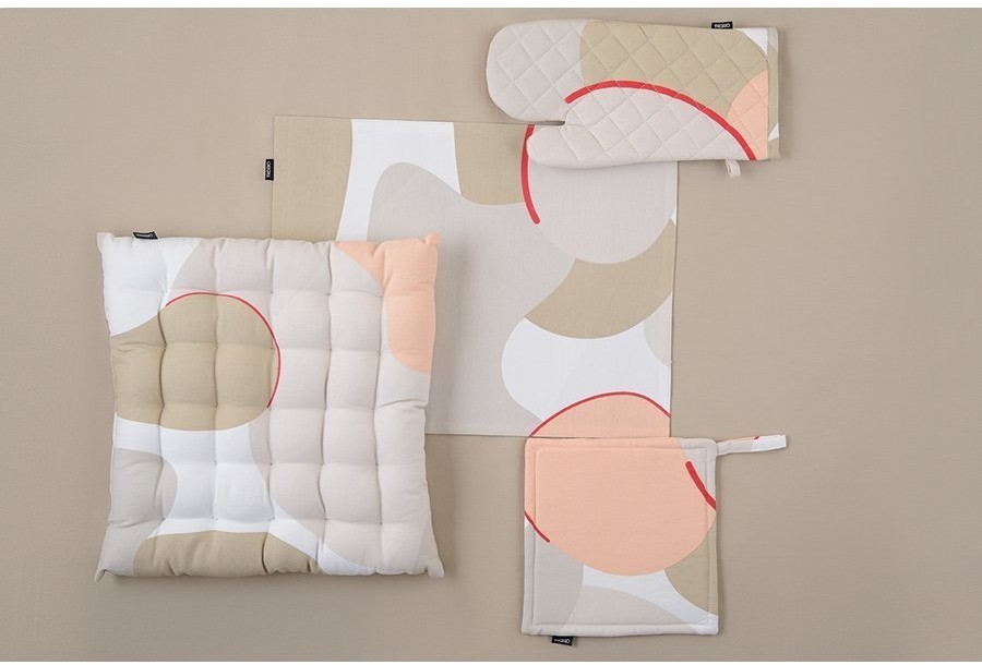 Прихватка-варежка из хлопка бежевого цвета с авторским принтом из коллекции freak fruit, 33х17,5 см (69798)