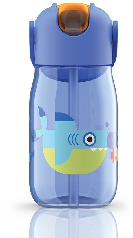 Бутылочка детская с силиконовой соломинкой 415 мл синяя (66309)