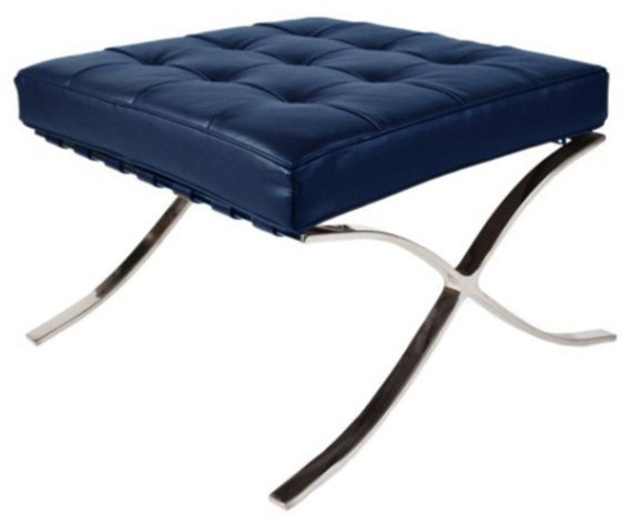 Пуф Барселона EC-010/YM371, нержавеющая сталь, кожа, royal blue, ROOMERS FURNITURE