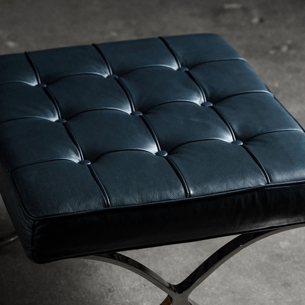 Пуф Барселона EC-010/YM371, нержавеющая сталь, кожа, royal blue, ROOMERS FURNITURE