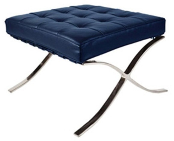 Пуф Барселона EC-010/YM371, нержавеющая сталь, кожа, royal blue, ROOMERS FURNITURE