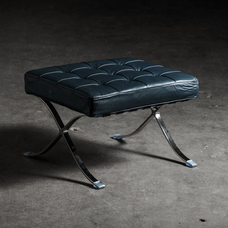 Пуф Барселона EC-010/YM371, нержавеющая сталь, кожа, royal blue, ROOMERS FURNITURE