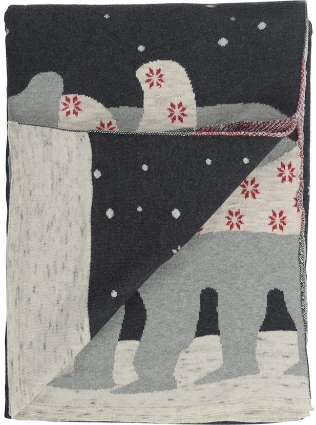 Плед из хлопка с новогодним рисунком polar bear из коллекции new year essential, 130х180 см (69743)