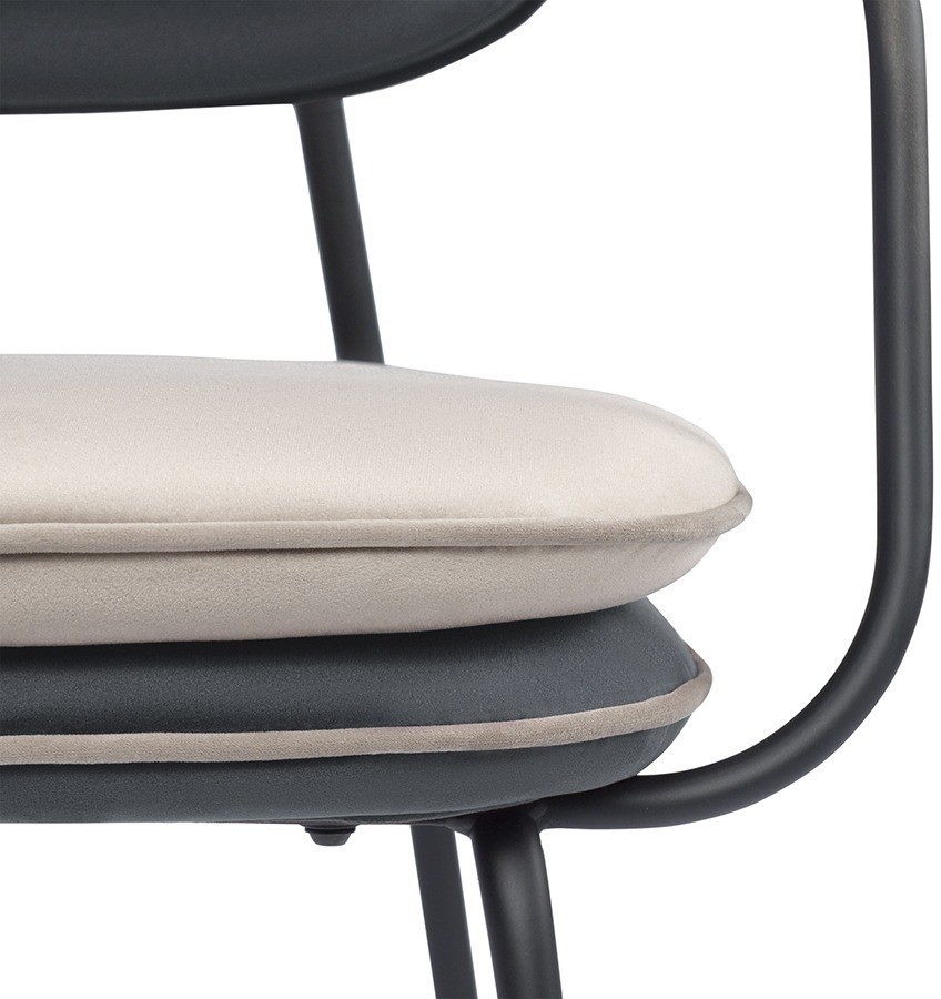 Стул с подлокотниками и контрастным кантом pea, велюр, темно-серый/бежевый (77105)