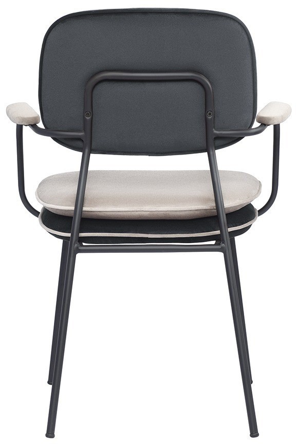 Стул с подлокотниками и контрастным кантом pea, велюр, темно-серый/бежевый (77105)