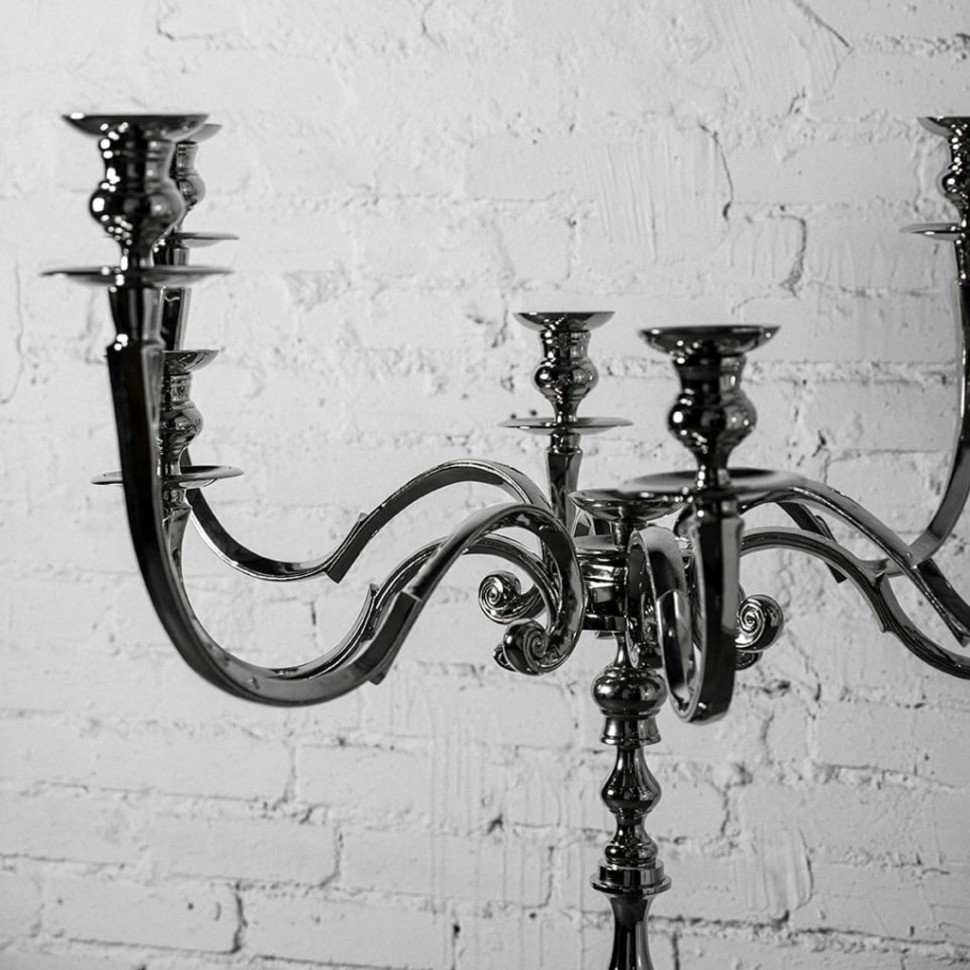 Подсвечник 3716, металл, Shiny Nickel, ROOMERS FURNITURE