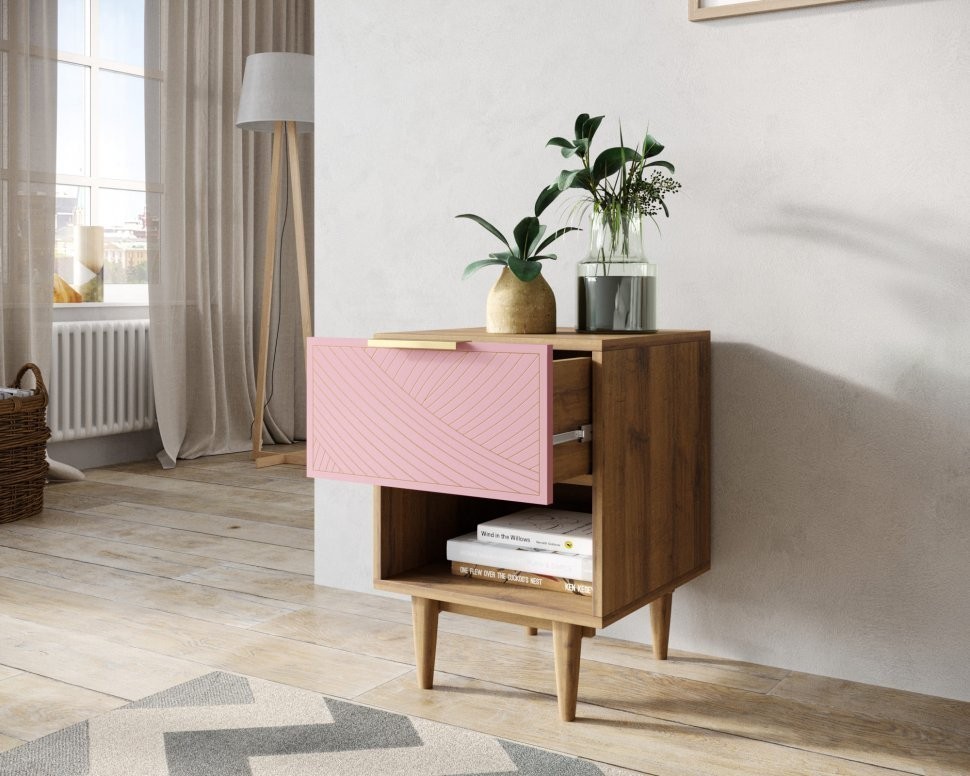 Тумбочка с верхним ящиком Line LN10/GR1/pink-ET