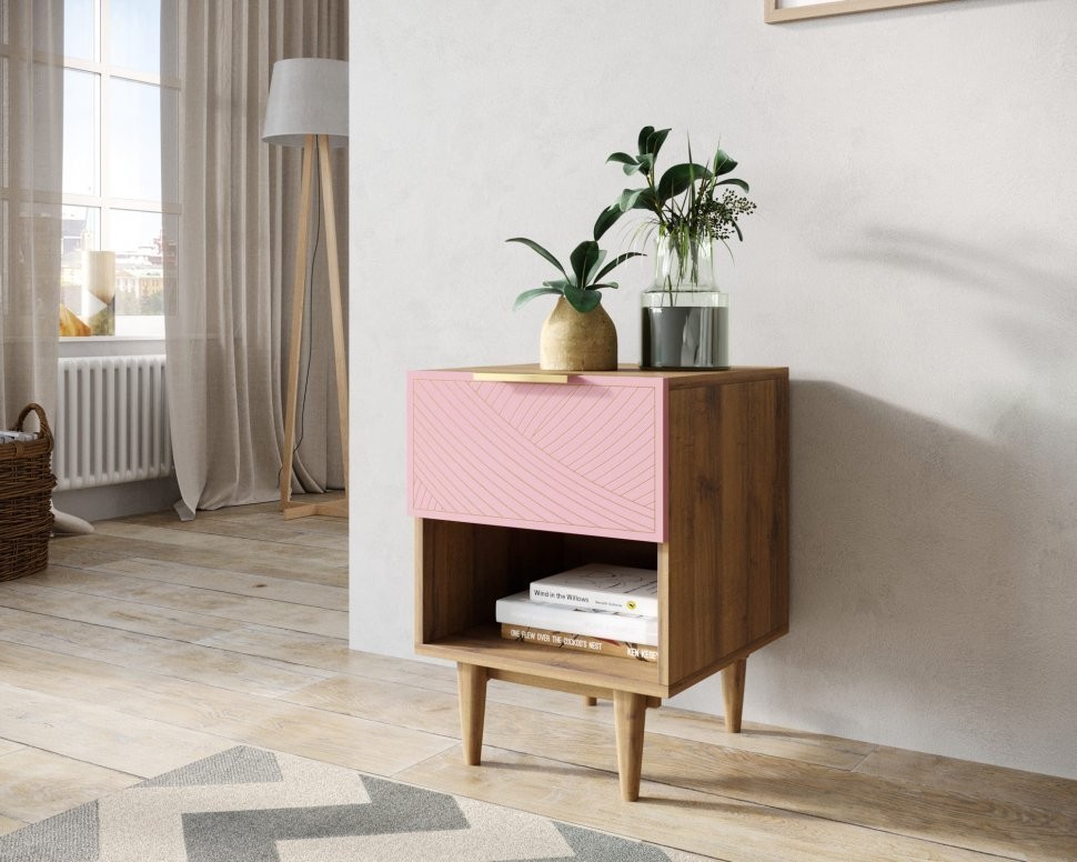 Тумбочка с верхним ящиком Line LN10/GR1/pink-ET
