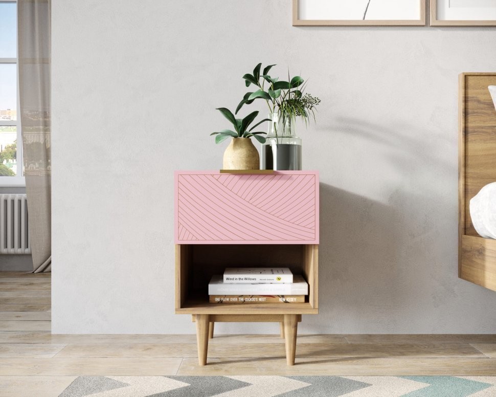 Тумбочка с верхним ящиком Line LN10/GR1/pink-ET