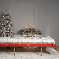 Скатерть &quot;морозко.снегири&quot; 140х400см ,красный, 100% хлопок,твил пропитка Lefard (850-745-26)