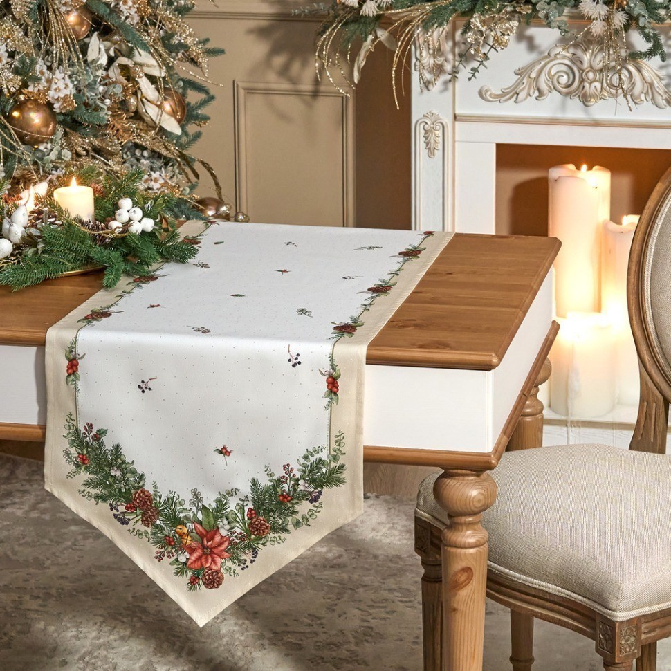 Дорожка на стол "celebration", 45х300см, бежевый, 100% хлопок,твил Lefard (850-734-33)