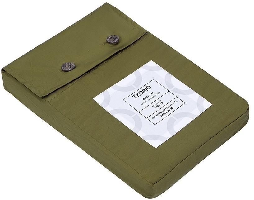 Простыня из премиального сатина оливкового цвета из коллекции essential, 180х270 см (79836)