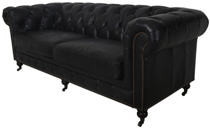 Диван 880A-3D/#76, Кожа, Black, ROOMERS FURNITURE
