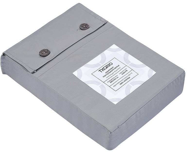 Комплект постельного белья из премиального сатина светло-серого цвета из коллекции essential, 200х22 (79823)