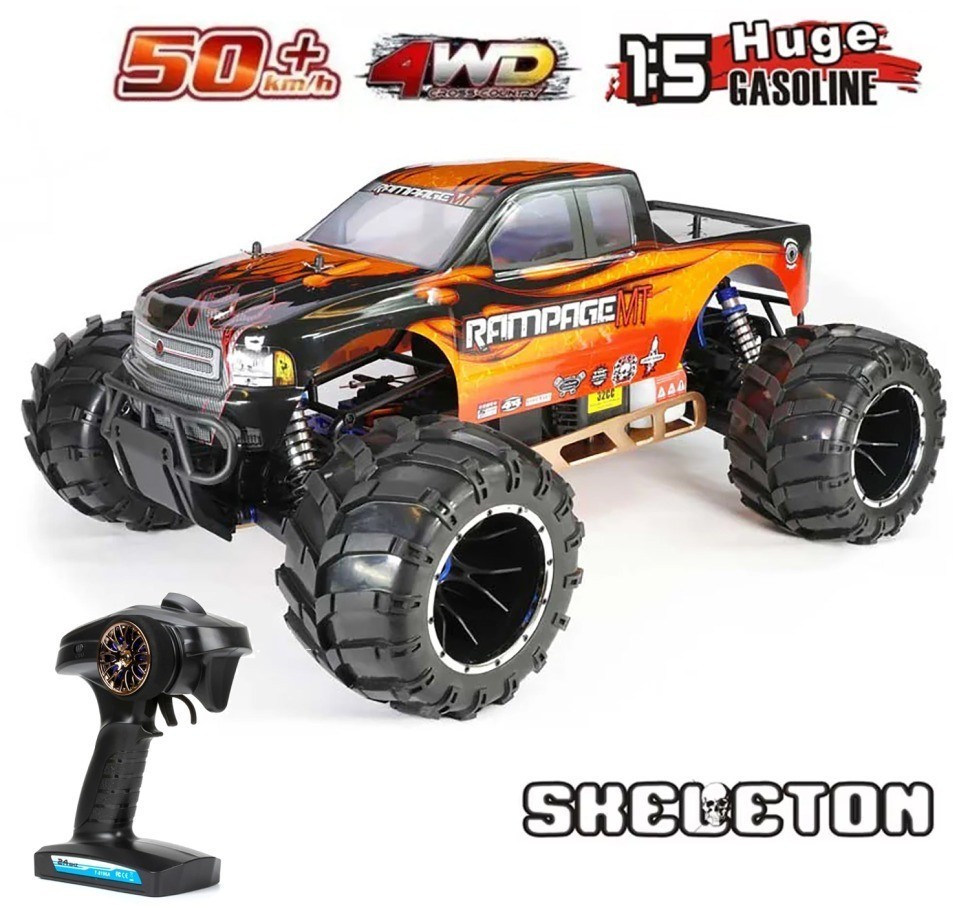 Радиоуправляемый бензиновый монстр HSP Skeleton 4WD 1:5 (94050-14050-O)