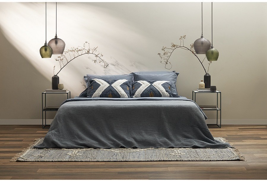 Набор из двух наволочек из сатина джинсово-синего цвета с брашинг-эффектом из коллекции essential, 50х70 см (76090)