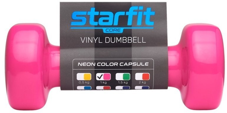 Гантель виниловая STARFIT DB-101 1 кг, розовый (2103568)