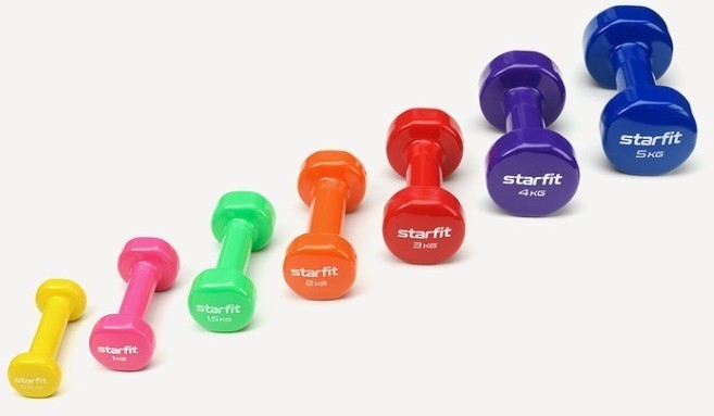 Гантель виниловая STARFIT DB-101 1 кг, розовый (2103568)