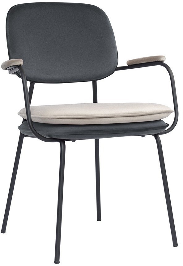 Стул с подлокотниками pea, велюр, темно-серый/бежевый (77080)